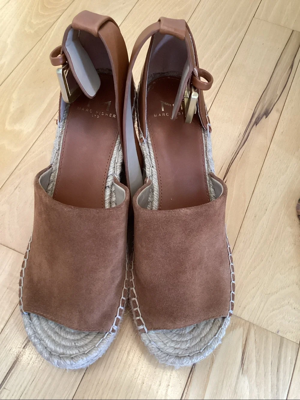 Marc Fisher brown suede Adalyn Espadrille wedge sandals. Women’s size 7.5